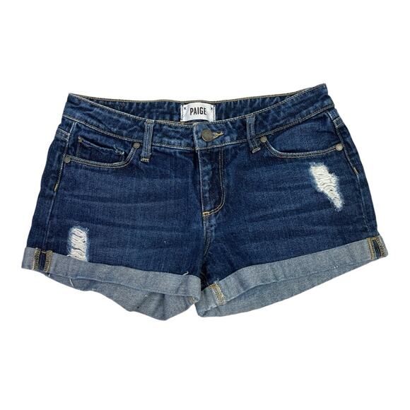 Paige Distressed Jimmy Jimmy cuffed jean shorts blue - 26 - Picture 2 of 10